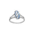 Bague en argent rhodi&eacute; forme navette ovale oxyde bleu ciel Artemare