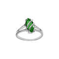 Bague en argent rhodi&eacute; forme navette ovale oxyde vert fonc&eacute; Artemare