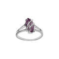 Bague en argent rhodi&eacute; forme navette ovale oxyde violet Artemare