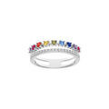Bague en argent rhodi&eacute; double avec rail d'oxydes multi couleurs Artemare