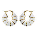 Boucles d'oreille sur Artemare : Cr&eacute;oles acier dor&eacute; jaune forme ronde r&eacute;sine blanche 26mm