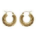 Boucles d'oreille sur Artemare : Cr&eacute;oles acier dor&eacute; jaune ronde large torsad&eacute;e 28mm