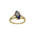 Bague en plaqu&eacute; or forme navette ovale oxyde bleu Artemare