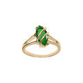 Bague en plaqu&eacute; or forme navette ovale oxyde vert fonc&eacute; Artemare