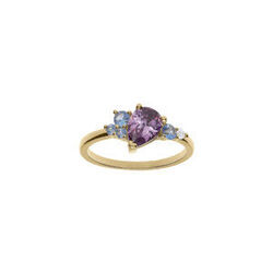 Bague en plaqu&eacute; or avec oxydes violet, bleu et blanc sertis