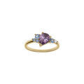 Bague en plaqu&eacute; or avec oxydes violet, bleu et blanc sertis Artemare