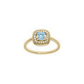 Bagues sur Artemare : Bague en plaqu&eacute; or avec oxyde carr&eacute; bleu ciel et contour d'oxydes blancs