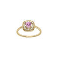 Bague en plaqu&eacute; or avec oxyde carr&eacute; rose clair et contour d'oxydes blancs Artemare