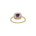 Bague en plaqu&eacute; or avec oxyde carr&eacute; violet et contour d'oxydes blancs