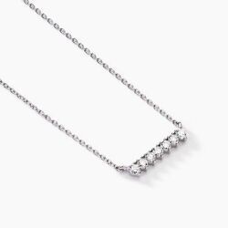 Histoire d'Or Collier Blitalia Or Blanc Diamant Synth&eacute;tique