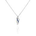 Colliers sur Grenoble : Histoire d'Or Collier Rosalyne Or Blanc Saphir Et Diamant