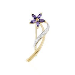 Histoire d'Or Broche Maxanceae Plaqu&eacute; Or Jaune Oxyde De Zirconium