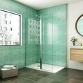 AICA SANITAIRE AICA paroi de douche 70x200cm avec retour pivotant 50x200cm en 8mm verre securit, paroi de douche à l'italienne avec une barre de fixation carrée 140cm Apprieu