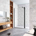 AICA SANITAIRE Paroi de douche 120+40x200cm avec barre de fixation 140cm en carré, AICA paroi de douche à l'italienne avec retour pivotant 40cm en 8mm verre anticalcaire, profilé noir mat