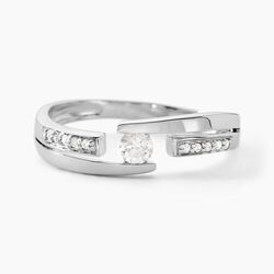 Histoire d'Or Bague Solitaire Elisa Or Blanc Diamant