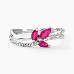 Histoire d'Or Bague Angie Or Blanc Rubis Et Diamant