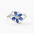 Histoire d'Or Bague Orchidee Or Blanc Saphir Diamant