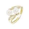 Histoire d'Or Bague Loeva Or Jaune Perle De Culture Et Oxyde De Zirconium