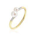 Histoire d'Or Bague Primo Or Jaune Perle De Culture Et Oxyde De Zirconium