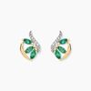 Histoire d'Or Boucles D'oreilles Puces Or Bicolore Petale Emeraude Diamant