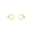 Boucles d'oreille sur Grenoble : Histoire d'Or Boucles D'oreilles Puces Anne-maudae Double Coeurs Or Bicolore