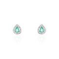 Histoire d'Or Boucles D'oreilles Puces Elheme Or Blanc Emeraude Et Diamant