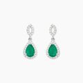 Boucles d'oreille sur Grenoble : Histoire d'Or Boucles D'oreilles Puces Sissi Or Blanc Diamant Et Emeraude