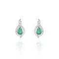 Boucles d'oreille sur Grenoble : Histoire d'Or Boucles D'oreilles Puces Angelika Or Blanc Emeraude Et Diamant