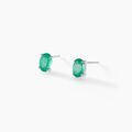 Boucles d'oreille sur Grenoble : Histoire d'Or Boucles D'oreilles Puces Ovale Or Blanc Emeraude