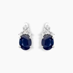 Histoire d'Or Boucles D'oreilles Puces Or Blanc Marie Saphirs Diamants
