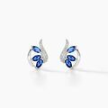 Boucles d'oreille sur Grenoble : Histoire d'Or Boucles D'oreilles Puces Petale Or Blanc Saphir Et Diamant