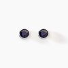 Histoire d'Or Boucles D'oreilles Puces Edy Serti Clos Or Blanc Saphir
