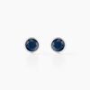 Histoire d'Or Boucles D'oreilles Puces Edy Serti Clos Or Blanc Saphir