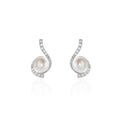 Histoire d'Or Boucles D'oreilles Puces Cassiopea Or Blanc Oxyde Et Perle De Culture