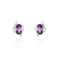 Boucles d'oreille sur Grenoble : Histoire d'Or Boucles D'oreilles Puces Vrille Ovale Or Blanc Amethyste