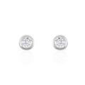 Histoire d'Or Boucles D'oreilles Puces Elda Serti Clos Or Blanc Oxyde De Zirconium