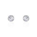Histoire d'Or Boucles D'oreilles Puces Elda Serti Clos Or Blanc Oxyde De Zirconium