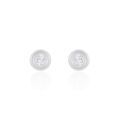 Boucles d'oreille sur Grenoble : Histoire d'Or Boucles D'oreilles Puces Eden Serti Pneu Or Blanc Oxyde De Zirconium