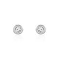 Boucles d'oreille sur Grenoble : Histoire d'Or Boucles D'oreilles Puces Eden Serti Pneu Or Blanc Oxyde De Zirconium
