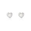 Boucles d'oreille sur Grenoble : Histoire d'Or Boucles D'oreilles Puces Dot Coeur Plein Or Blanc Oxyde De Zirconium