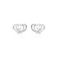 Boucles d'oreille sur Grenoble : Histoire d'Or Boucles D'oreilles Puces Daria Double Coeurs Or Blanc Oxyde