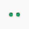 Histoire d'Or Boucles D'oreilles Puces Elea Jardin Serti Griffe Or Jaune Emeraude
