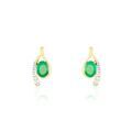 Histoire d'Or Bijoux D'oreilles Emotion Or Jaune Emeraude Diamant