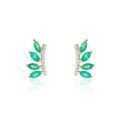 Boucles d'oreille sur Grenoble : Histoire d'Or Boucles D'oreilles Puces Navette Or Jaune Emeraude Diamant
