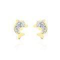 Boucles d'oreille sur Grenoble : Histoire d'Or Boucles D'oreilles Puces Edmee Dauphin Or Jaune Strass