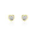 Boucles d'oreille sur Grenoble : Histoire d'Or Boucles D'oreilles Puces Edme C?ur Or Jaune Strass