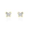 Histoire d'Or Boucles D'oreilles Puces Or Jaune Cercis Strass