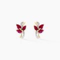 Boucles d'oreille sur Grenoble : Histoire d'Or Boucles D'oreilles Puces Angie Or Jaune Rubis Diamant