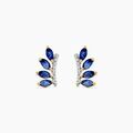 Boucles d'oreille sur Grenoble : Histoire d'Or Boucles D'oreilles Puces Navette Or Jaune Saphir Diamant