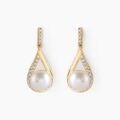 Boucles d'oreille sur Grenoble : Histoire d'Or Boucles D'oreilles Pendantes Helin Or Jaune Perle De Culture Et Oxyde